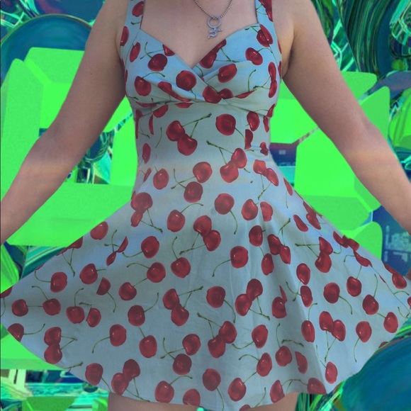 SOLD Pinup Style Cherry Dress - Picture 1 of 7